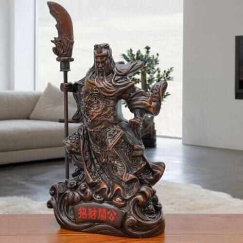 WushenGuangong statue, resin carving, modern art sculpture, family living room loft decoration, God of Wealth Guan Yu souvenir