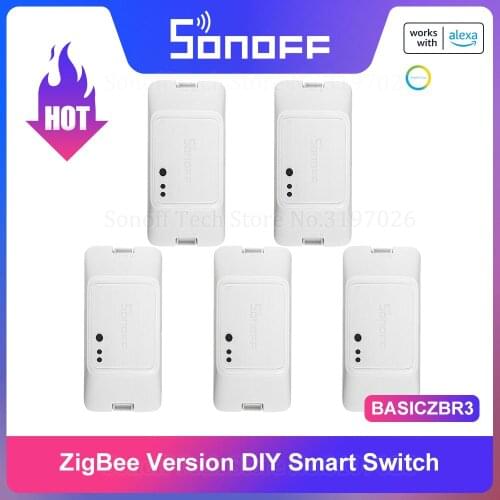 ITEAD SONOFF BASICZBR3 Zigbee DIY Smart Light Switch Timing Relay Module Wireless Remote Switch Support SmartThings Hub Alexa