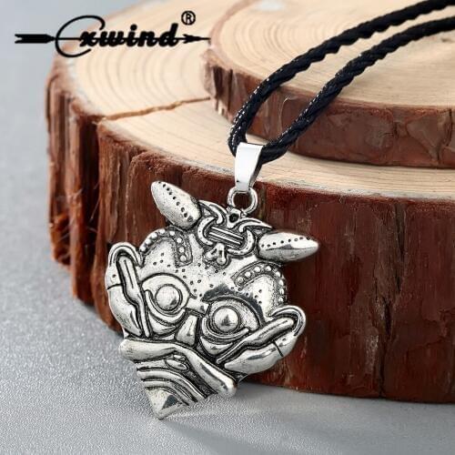 Cxwind Vintage The Mask of Loki Pendant Mask of Odin Amulet Necklace Men Norse Scandinavian Viking Pagan Necklaces Charm Jewelry