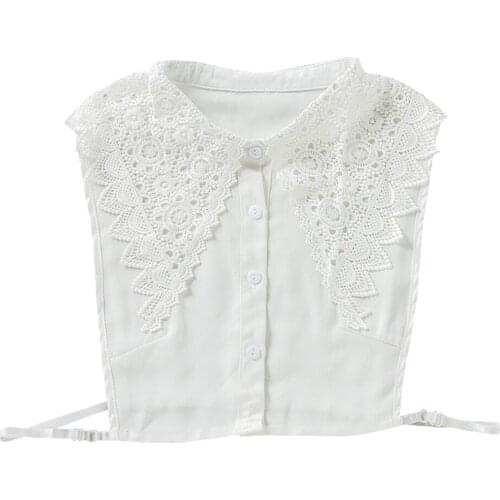 Faux Collar Hollow Embroidery Detachable Blouse Collar Tie Half Shirt Bib