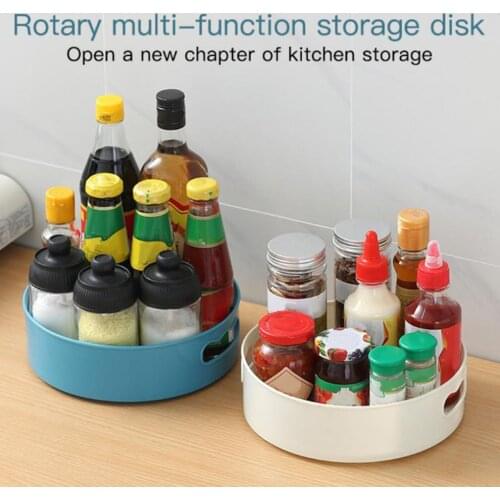 360 Rotating Tray Kitchen Storage Seasoning Containers For Spice Jar Snack Food Non Slip Racks Bathroom Tray Cosmetics Organizer