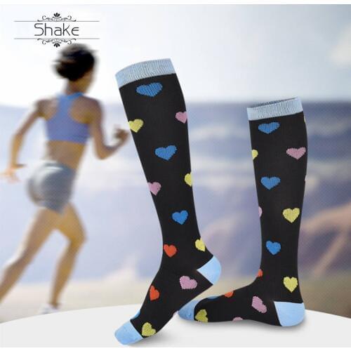 Shake colorful Compression socks heart shape Professional Leg Protection Long socks for women happy socks Below Knee Socks