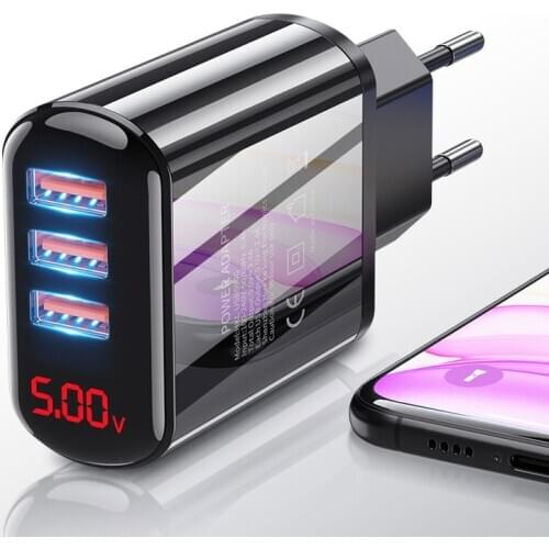 5V 3.1A Digital Display USB Charger 3 Ports USB Fast Charging Wall Mobile Phone Chargers For iPhone Samsung S10 Xiaomi Tablet