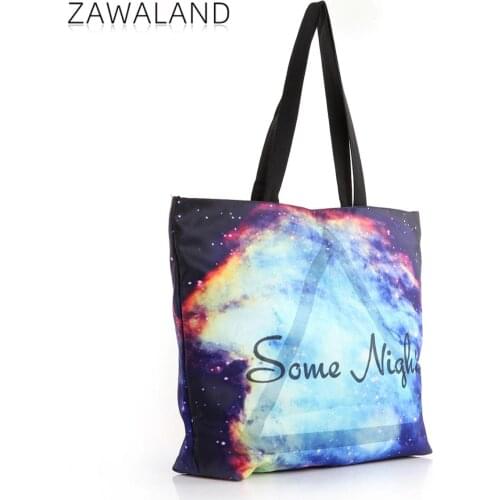 Zawaland Lady Starry Sky Handbag Portable Zipper Satchel Adults Student Storage Shoulder Tote Outdoor Purchase Bagsad