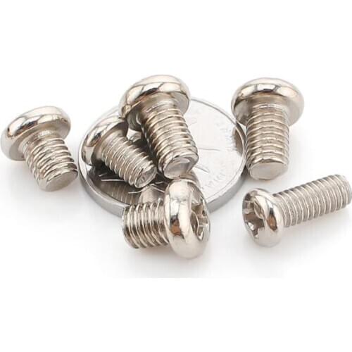 200pcs round head screws M4*4mm screws Nickel-plated Cross round head screws PM screws