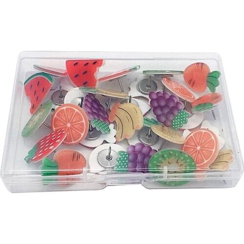 30Pcs Patch Thumbtack Mini Fruit Resin Pushpin Office Pushpin Color Pushpin Map Photo Pushpin Board