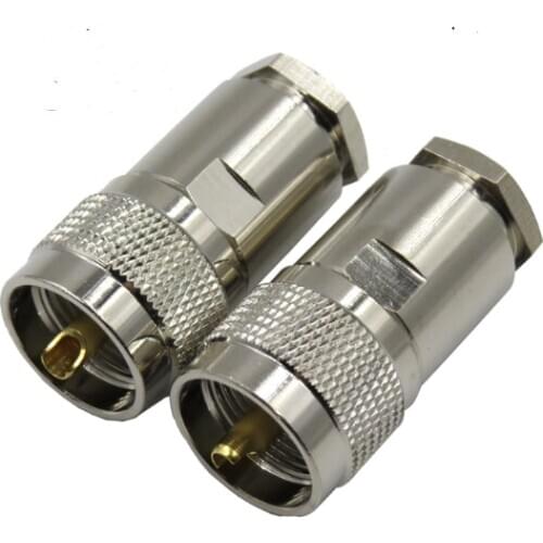 4pcs UHF Male Clamp PL259 SO239 Connector Socket Clamp Solder For RG5 RG6 LMR300 5DFB 5D-FB Cable Brass RF Coaxial Adaptor