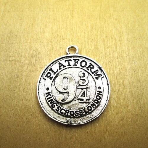 5pcs- 38x34mm 9 3/4 platform Charms, DIY necklace/ bracelets charms antique silver tone