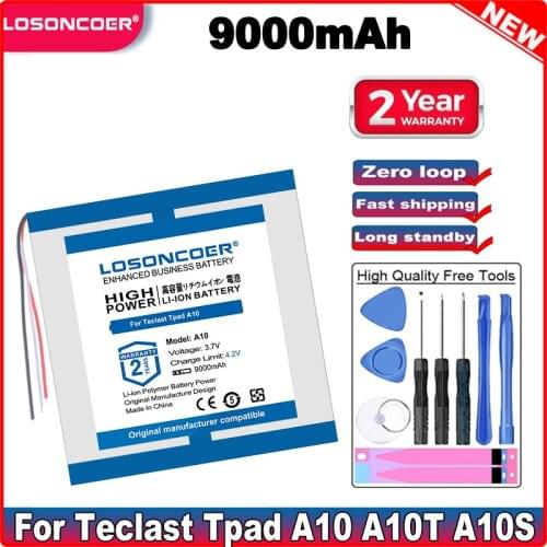 9000mAh Tablet Battery For Teclast Tpad A10 A10T A10S T10 T20 T30 T13 T15 M2 Batteries