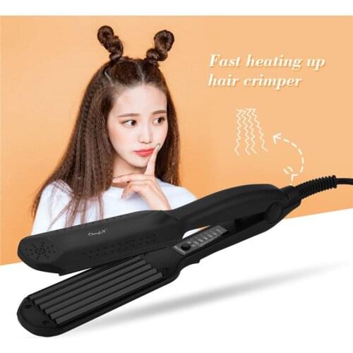 CkeyiN Hair straightener & Corn curlers Ceramic Corrugated Iron Hair Wave Corrugation Flat Irons Curling Crimped Wide Plates