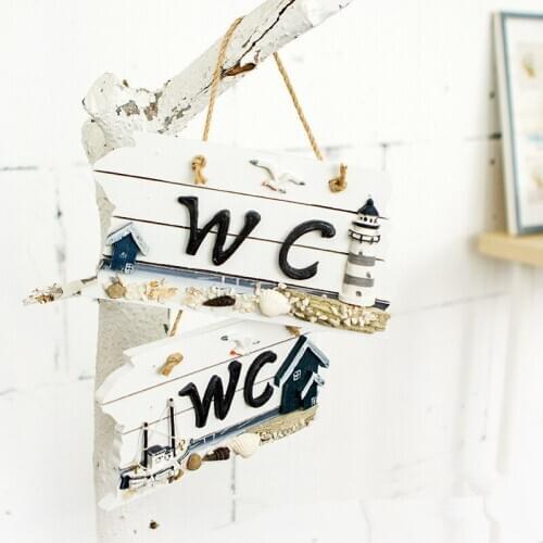 Wood Attractive Mediterranean style WC Doorplate Home Decoration Nautical Pattern Pub Bar Cafe Restaurant Wall Decor
