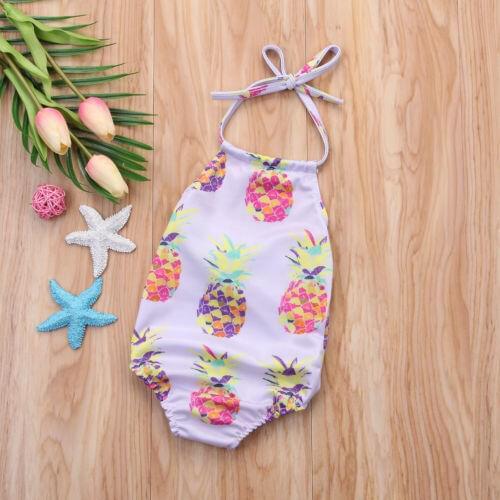 Kids Baby Girl Sling Backless Halter Pineapple Swimsuit Beachwear Bathing Suit Outfit Bodysuit