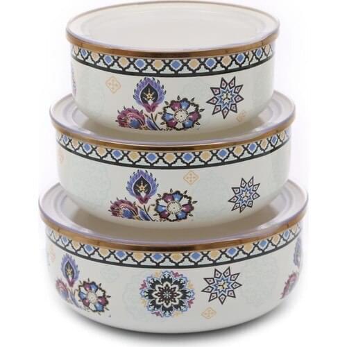 Homenıva Special Design Enamel 3'lü Storage Container Lalezar