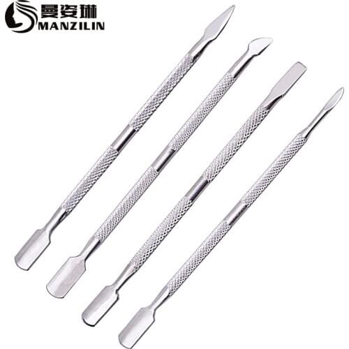 1pcs Double-ended Stainless Steel Cuticle Pusher Dead Skin Push Remover for Pedicure Manicure Nail Art Cleaner Care Tool