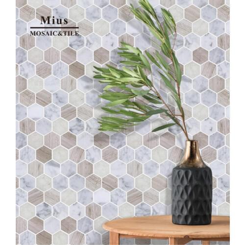 Italy cararra white marble stone hexagonal ceramic mosaic tile for bathroom living room decoration