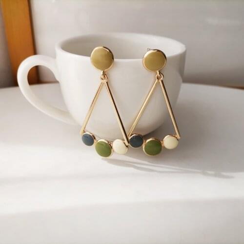 Korean Style Fashion Small Drop Oil Earrings Female Enamel Simple Geometric Triangle Ear Clip Earrings No Hole for Women