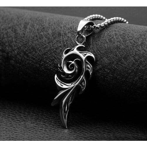 Fashion mens titanium steel flame retro titanium steel necklace wild simple pendant hot sale