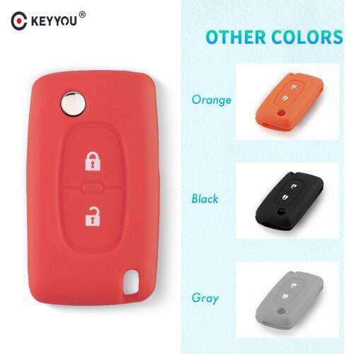 KEYYOU 2 Button Soft Silicone Protective Case Cover For Peugeot 207 307 308 407 408 For Citroen C3 C4 C4L C5 C6