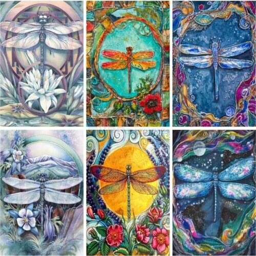 DIY Painting By Numbers Colorful Dragonfly Insect Kit Oil Coloring By Numbers Canvas Paintings Home Decoration Wall Art Gift