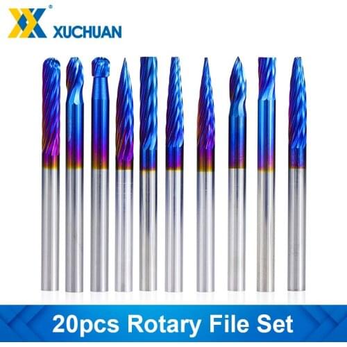 Tungsten Carbide Rotary File Set 20pcs 3x3mm Single and Double Cut Rotary Burr For Dremel Rotary Tools Accessories