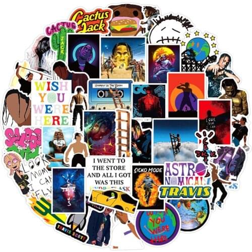 10/30/50pcs/pack Travis Scott Singer Pop Hip hop Stickers For Furniture Wall Desk Car Trunk Computer Decal TV Motorcycle Etc