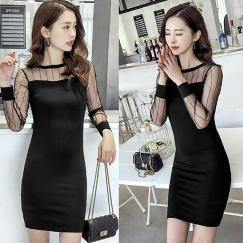 The new stretch bud silk gauze was thin wrapped chest sexy package hips pseudo-mother cross CD large size tight dress