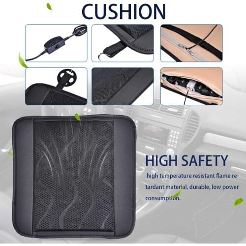 12V Cooling Car Seat Cushion w/4 Built-in Fan Comfortable USB-powered Seat Cushion Air Ventilated Fan Conditioned Cooler Pad