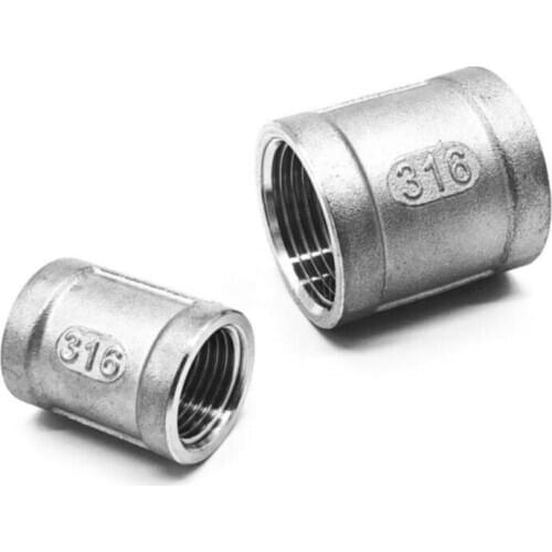 316 Stainless Steel Socket Pipe Fitting 1/4" 3/8" 1/2" 3/4" 1" 1-1/4" 1-1/2" BSP Female Thread Connector Coupling Adapter