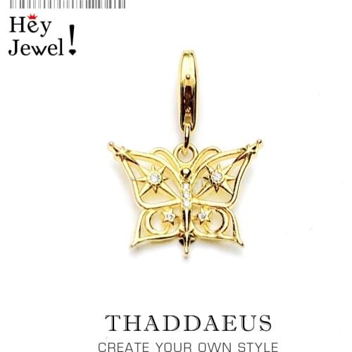 925 Sterling Silver Magic Butterfly Gold Pendant Charm 2021 New Trendy Women Fine Jewelry Fit Bracelet Chain Lucky Jewelry Gift