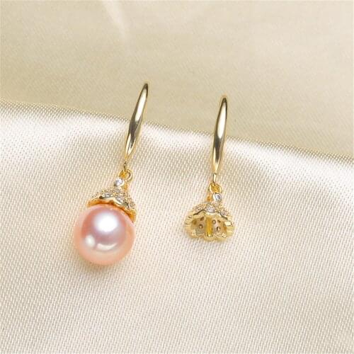 925 Silver Pearl Beads Stud Earrings Setting Base Diy Jewelry Making Findings&Components