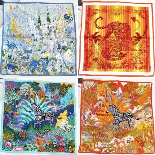 Spring/Summer Scarf Forest Zebra European and American Wind Scarf Scarf Thin Small Square Scarf 100% pure silk