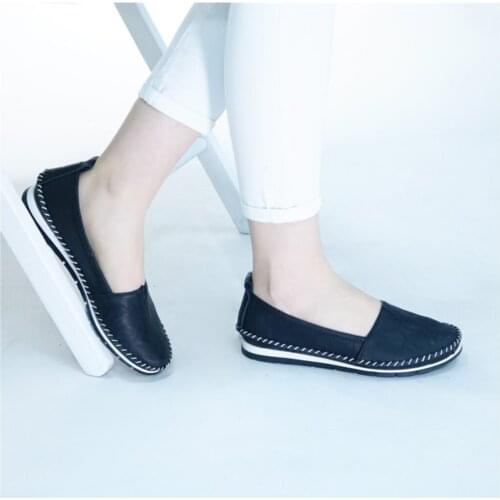 RİKEL LEATHER Female Genuine Leather Black Casual Ballerina