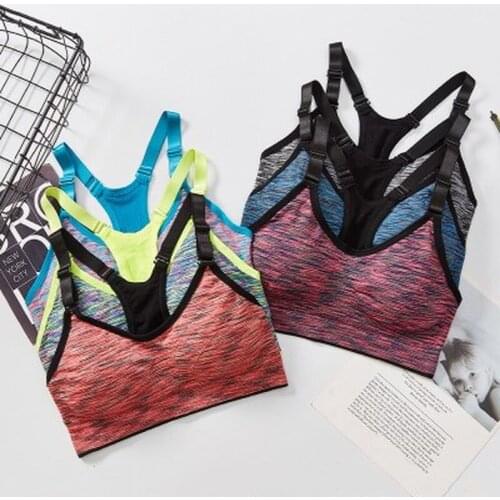 Women Sports Bra Adjustable Spaghetti Strap Padded Top for Fitness Running Gym Athletic Seamless Yoga Sports Bra Top Large Size