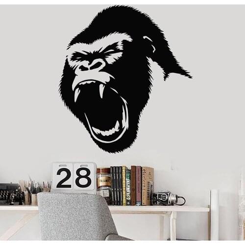 Animal Gorilla Head Primate Monkey Predator Vinyl Wall Decal Home Decor Living Room Art Mural Wall Stickers Gift
