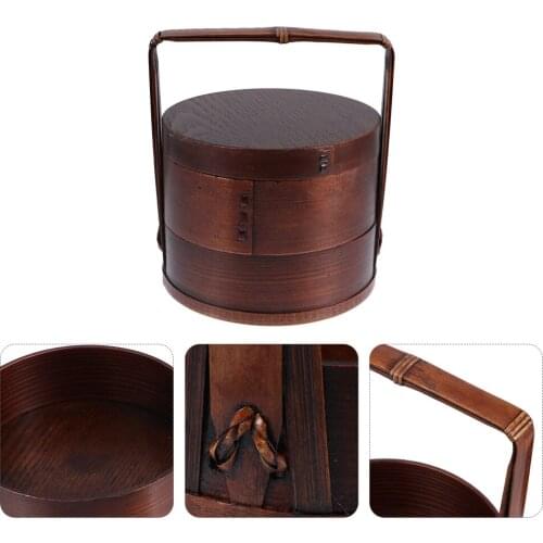 1Pc Wooden Lunch Sushi Box Double Layer Bento Box Portable Food Container