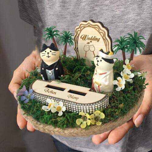 1pcs New arrival Custom name Wedding Engagement Anniversary party decoration photo props Wooden personalized Ring pillow