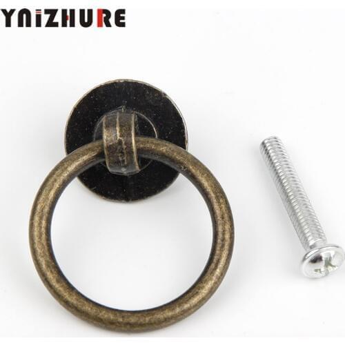 10PCS 40mm * 32mm Vintage Bronze cabinet knob / zinc alloy drawer pull ring hardware for kitchen Cupboard closet door handles