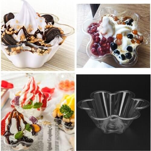 10Pcs Disposable Plastic Transparent Ice Cream Soup Candy Salad Bowl Kitchen New L4MB