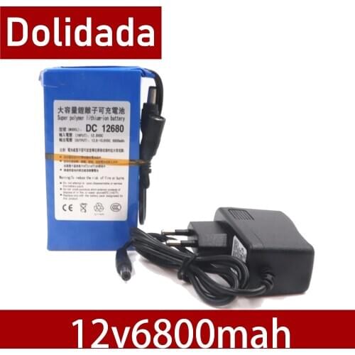 100% Durable DC 12V 6800 MAH High Capacity Lithium ion rechargeable battery AC Charger (US/EU Plug Hot Sale Promotion free drop