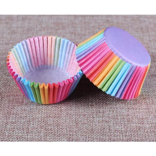100pcs/lot Cupcake Liner Baking Cup Rainbow Cupcake Paper Muffin Box Cake Case Egg Tarts Tray Birthday Wedding Party Supplies