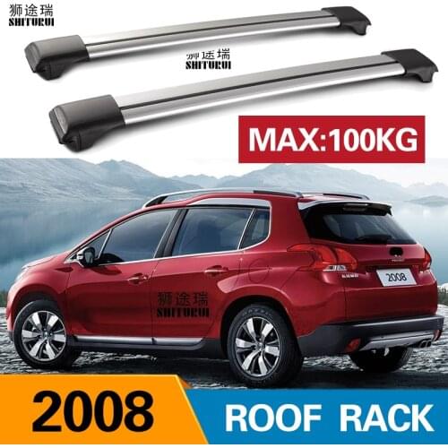 SHITURUI 2Pcs Roof bars For Peugeot 2008 2013-2019 SUV Aluminum Alloy Side Bars Cross Rails Roof Rack Luggage Carrier