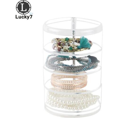 4 Floor Acrylic Jewelry Display Holds Up Necklace Ring Stud Holder Transparent Jewelry Organizer Earring Showcase Stand Box