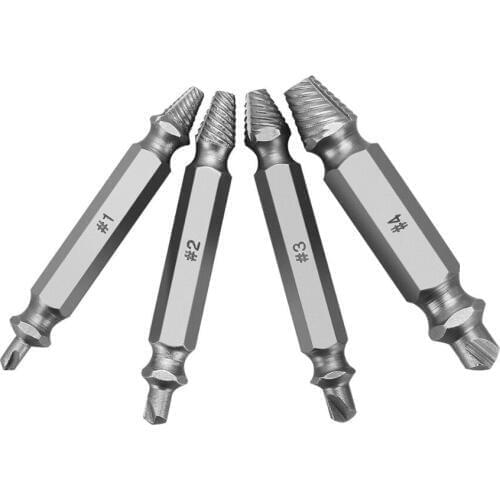 4pcs/Set Double Head Breakage Screw Extractor Remove Broken Bolt Tool Damaged Damaged Screw Extractor High Speed Steel