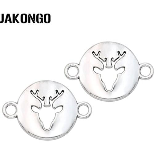 40pcs Antique Silver Plated Christmas Deer Connectors for Jewelry Making Findings Accessories DIY Craft 23x16mm