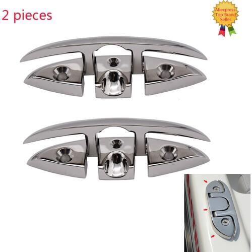 6 Inch Boat Cleat Marine Hardware Fastener Replacement Folding Polished Mooring Dock Stainless Steel Mirror Surface Flip Up 2pcs
