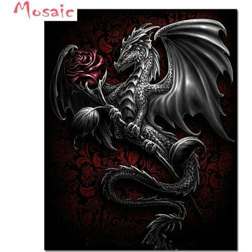 Full square/Round Diamond embroidery sale dragon rose 5d DIY Diamond painting Cross stitch picture Diamond mosaic animal gift