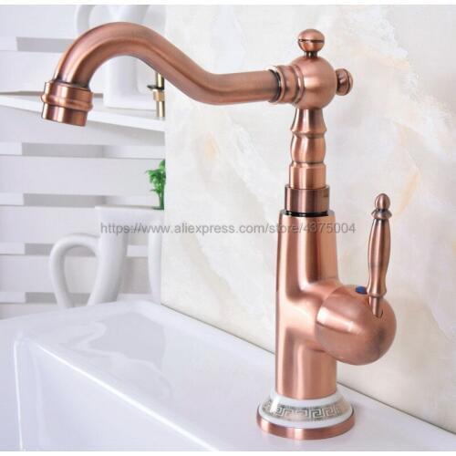 Antique Red Copper Bathroom Faucet Basin Mixer Bathroom Tap Bathroom Sink Basin Mixer Tap Nnf628