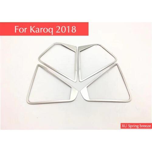 Car Door Speaker Audio Frame Cover Stickers Bezel Car Styling 4pcs/set Stainless Steel For Skoda Karoq 2017 2018