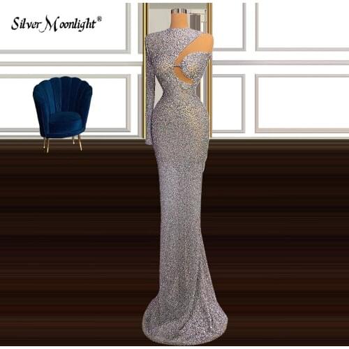 Sequin Sexy One Shoulder Formal Prom Dresses Vestidos Bodycon Party Dresses Elegant Slim Dress Vestidos De Fiesta