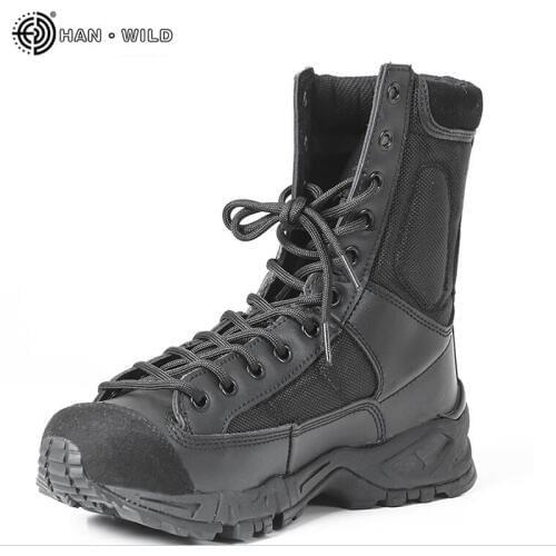 Mens Leather Tactical Army Boots Men Ankle Strap Black Plus Size 37-46 Work Shoes Combat Military Boot Man